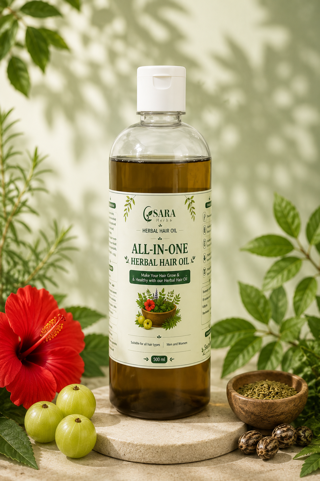 8F91394A-BBD9-4D7F-9AE9-5CCFF7E1E52A Sara Herbal Hair Oil – 500ml (₹1299+ Shipping) - Image 1